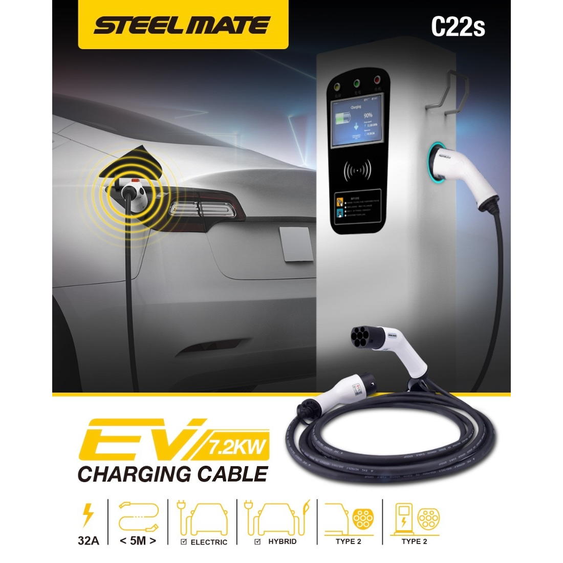 C22s- Cable de carga para coches eléctricos